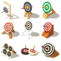 Target with arrow icons set, isometric style vector