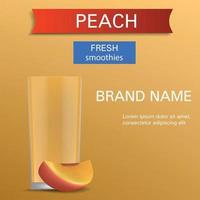 Peach fresh smoothies concept background, realistic style vector