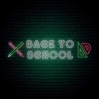 Back to School neon signboard. vector