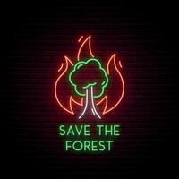 Forest fire neon sign. vector