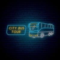 Neon bus sign. vector