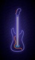 Neon guitar sign. vector