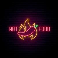 Hot Food neon sign. vector