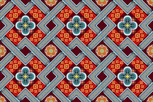 Geometric ethnic oriental ikat pattern traditional Design for background,carpet,wallpaper,clothing,wrapping,Batik,fabric,Vector illustration.embroidery style,Seamless pattern vector