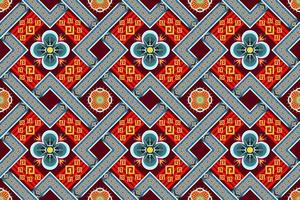 Geometric ethnic oriental ikat pattern traditional Design for background,carpet,wallpaper,clothing,wrapping,Batik,fabric,Vector illustration.embroidery style,Seamless pattern vector