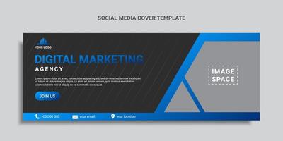 digital marketing social media cover or web banner with blue gradient vector