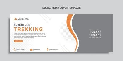 trekking social media cover design or web banner vector