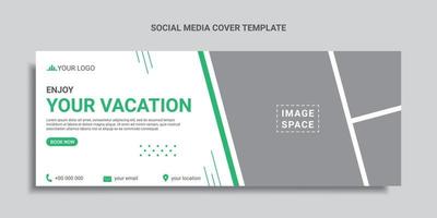 travel social media cover design or web banner with geometric shape vector