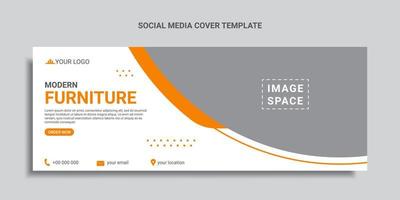 modern furniture social media cover design or web banner template vector