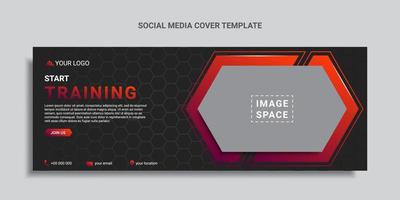 fitness and gym social media cover design or web banner template vector