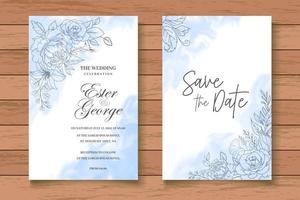 Elegant Vintage Floral Wedding Invitation Card Set vector