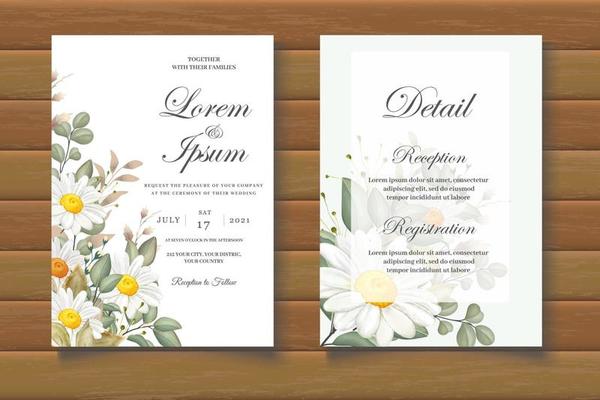Beautiful Watercolor Floral Wedding Invitation Card Set