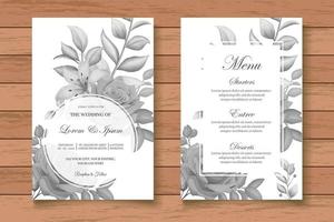 Elegant Watercolor Floral Wedding Card with Dark Floral Leaves vector