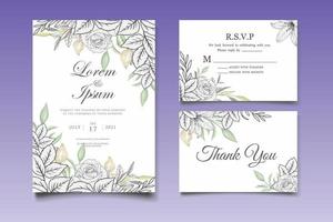 Elegant Vintage Floral Wedding Invitation Card Set