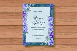 conjunto de tarjeta de invitación de boda floral hermosa acuarela vector