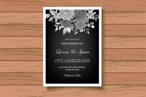 elegante invitación de boda floral acuarela con hojas florales oscuras vector