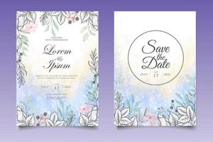 elegante conjunto de tarjetas de invitación de boda floral vintage vector