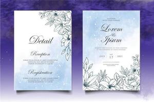 Elegant Vintage Floral Wedding Invitation Card Set vector