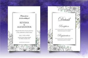 Elegant Vintage Floral Wedding Invitation Card Set vector