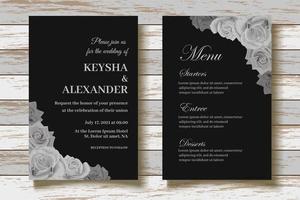 Elegant Watercolor Floral Wedding Card with Dark Floral Leaves vector