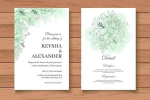 Elegant Hand Drawing Floral Wedding Invitation Card Set vector