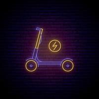 Neon electric scooter sign vector