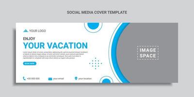 travel social media cover design or web banner with geometric shape vector