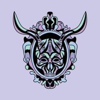 unique skull head ornamental design abstract colorful cubism surrealism style artwork premium vector