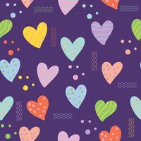 Cute chibi hearts soft colorful seamless pattern doodle kids baby kawaii cartoon vector