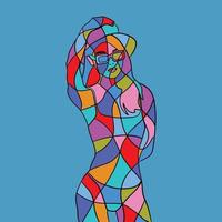 unique creative decorative women design abstract colorful multicolor cubism surrealism style artwork vector