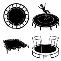 Trampoline icons set, simple style vector