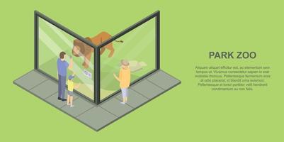 Park zoo banner, isometric style vector