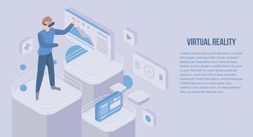 Virtual reality concept banner, isometric style vector