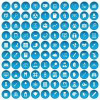 100 iconos de diagnóstico conjunto azul vector