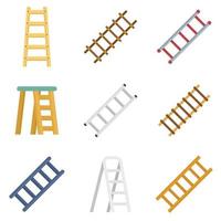 Ladder icons set flat vector isolated