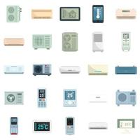 Climate control systems icons set flat vector isolated