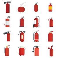 Fire extinguisher icons set flat vector isolated