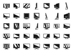 Monitor icons set simple vector. Computer screen vector