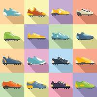 los iconos de las botas de fútbol establecen un vector plano. bota de fútbol