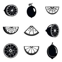 Lime fruit icons set, simple style vector