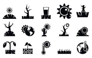 Drought icons set, simple style vector