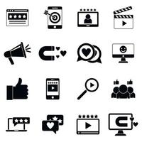 Engaging content icons set, simple style vector