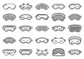 Face sleeping mask icons set, outline style vector