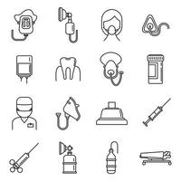 Clinic anesthesia icons set, outline style vector