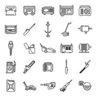 Modern gasoline tools icons set, outline style vector