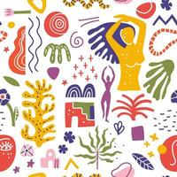 formas abstractas de patrones sin fisuras. ilustración de fondo de estilo matisse plano vector