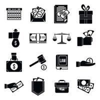 Money bribery icons set, simple style vector