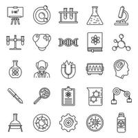 Nuclear biophysics icons set, outline style vector