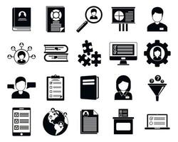 Sociology communication icons set, simple style vector