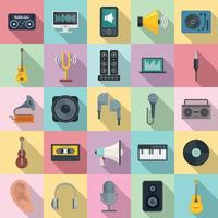 Acoustics icons set, flat style vector